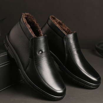 啄木鸟棉皮鞋男士冬季防滑耐磨高帮棉鞋加绒保暖东北皮鞋中年爸爸雪地