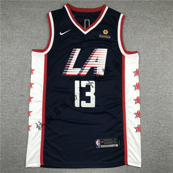 騰讯体育nba快船13号保罗乔治  深蓝色球衣刺绣速干篮球休闲运动服 深