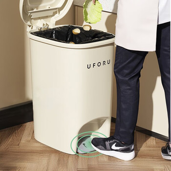 享家美脚踏式垃圾桶客厅厨房家用大号卫生间带盖办公室纸篓脚踩手按双开 20L手按+脚踏【大户型用】