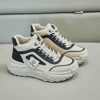 fengpilang卡迪高女鞋官方风格ins韩版厚底高帮老爹鞋2023秋季新款