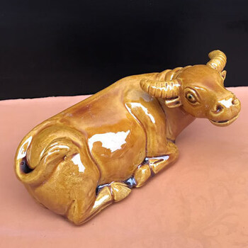 帕美居  陶瓷水牛黄牛耕牛家居用品瓷黄牛摆件厨房卫生间牛工艺品摆设