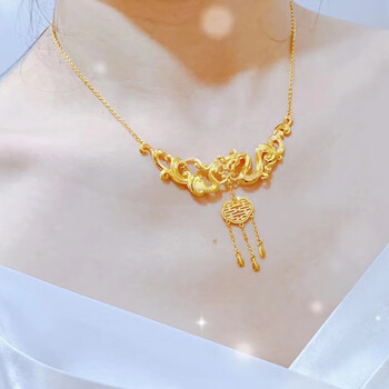 小腰金新娘结婚金饰黄金项链大夸张时尚2022年新款999足金龙凤套链