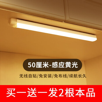 鸿视led人体感应灯带楼道走廊橱柜衣柜灯镜前灯柜底灯家用小夜灯 500mm暖光发2个