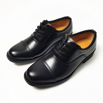 校尉皮鞋士兵皮鞋新款消防员皮鞋黑色三接头系带春秋正装耐磨低帮