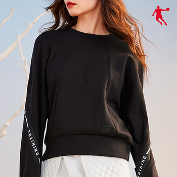 乔丹(qiaodan) 乔丹卫衣女2022秋季新款官方旗舰休闲圆领宽松潮流