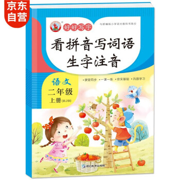 二年级上册语文看拼音写词语生字注音人教版语文同步训练小学生2年级拼音汉字练习册一课一练专项识字