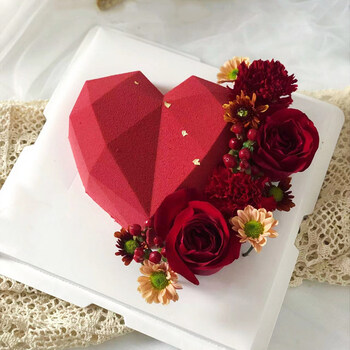 情人节送男女朋友法式爱心慕斯生日蛋糕送女神款情侣网红创意e款10寸