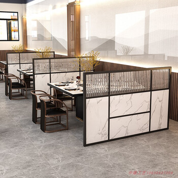 长虹玻璃矮隔断半墙围栏餐厅卡座火锅店铁艺简约餐饮饭店过道屏风