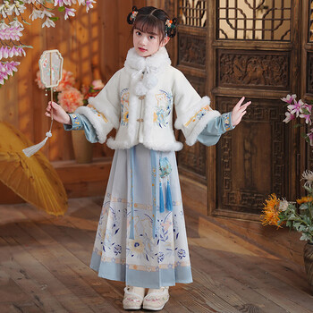 伊颜纯汉服女童明制儿童明制汉服秋冬女童加厚加绒中国风超仙拜年套装