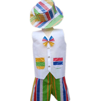 恒愎废物利用制作手工	垃圾袋环保时装秀衣服装大人儿童男孩废物利用