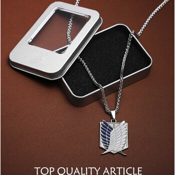 自由之翼项链周边进击的巨人调查兵团兵长艾伦吊坠男礼物龙骨链铁盒装