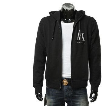 armani/阿玛尼 ax 男士时尚休闲连帽开衫卫衣外套 8nzmpp zj1zz 黑色