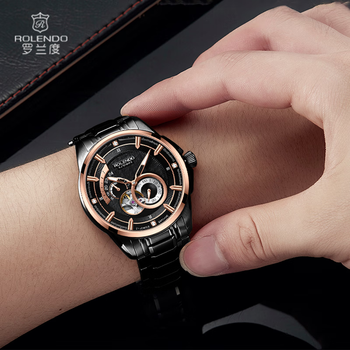 罗兰度(rolendo)罗兰度(rolendo黑武士男士自动机械表精钢奢华商务