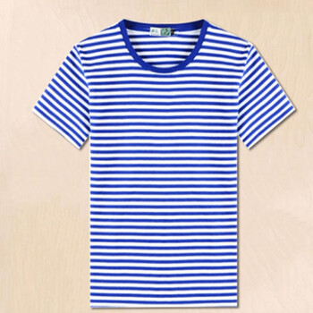 休闲 陆战队圆领t恤海魂衫条纹班服工作服短袖宽松海军t恤海军半袖