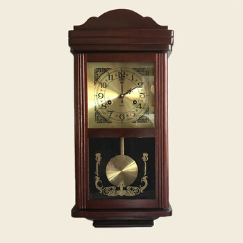 机械挂钟老式上发条老式机械摇摆挂钟复古摆钟纯铜机芯发条上链时钟