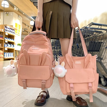 升南可爱少女心兔耳朵背包日系文艺小清新高中学生书包女初中生双肩包