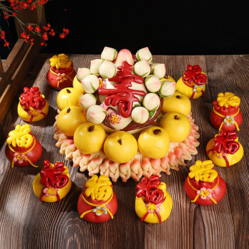 馒馒来 胶东花饽饽寿桃馒头生日老人祝寿蛋糕寿包点心过寿花馍馍礼盒