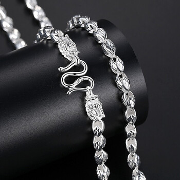银子项链999银精品龙头项链男士霸气潮男银子粗大链子潮搭配衣服白银