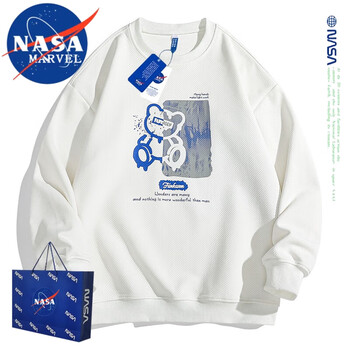 NASA MARVEL卫衣男秋冬季潮流打底衫休闲百搭宽松户外春款情侣装 白色 XL 