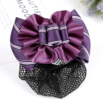 雅蝶娜定制银行酒店职业头花女发网服务员护士银行酒店工作带网兜蝴蝶