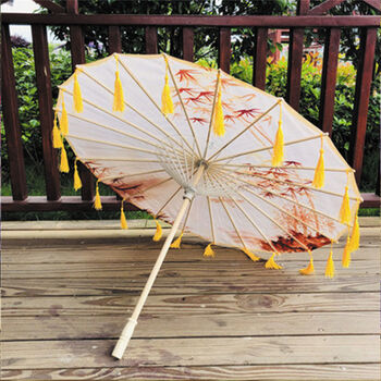 熹卡龙新品油纸伞古代古装雨伞汉服花伞古风流苏伞彼岸花拍照道具飘带