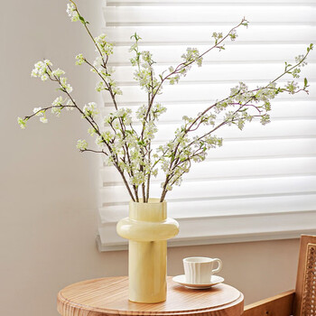 屋范假花仿真花雪柳客厅装饰品摆设插花轻奢玻璃花瓶摆件仿生花花束大