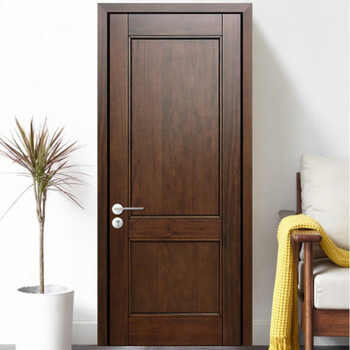 木门卧室门纯实木实木室内门新中式极简房间门烤漆红胡桃原红胡桃木