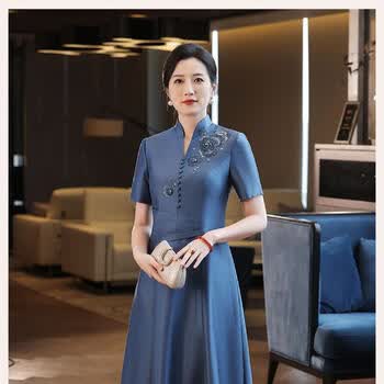 无蒂婚礼 父母服装《景泰》妈妈礼服年新款春夏改良旗袍年轻气质 宝