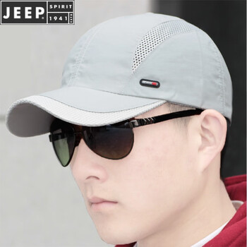 吉普(jeep)春秋季帽子男士休闲棒球帽户外速干防晒帽薄款中年网眼