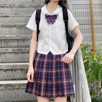 少女原创格裙jk制服套装正统百褶短裙辣妹jk 诸神黄昏 短袖衬衫 领花