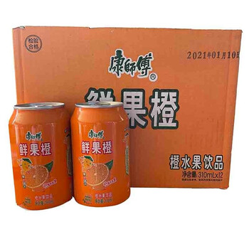 康师傅易拉罐橙汁鲜果橙饮料饮品310ml*12罐听装 12罐