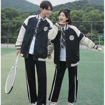 啄木鸟校服套装中学生长袖三件套春秋季初中高中生班服运动会出场服