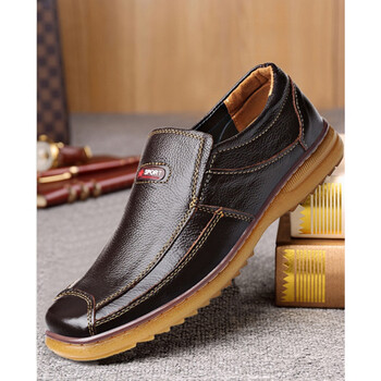 中年男人夏天穿的皮鞋休闲男士软底爸爸鞋头层牛皮大叔工作男鞋工地