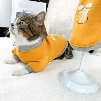 亚禾猫咪衣服秋冬款幼猫小奶猫英短蓝猫布偶猫橘宠物猫衣服秋冬季装 经典小黄鸭【加绒】 L (建议7-11斤)