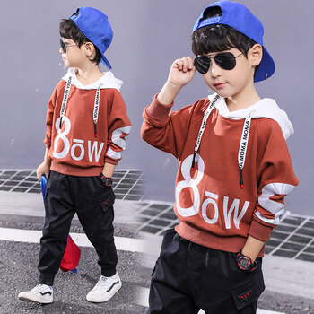 【京东好选】儿童卫衣套头连帽衫男童春装2019新款中大童春秋运动休闲