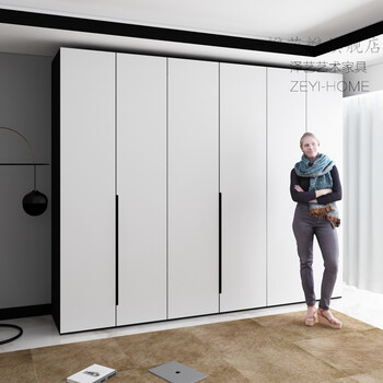 衣柜四开门四开门衣柜卧室简约现代家用卧室实木整体开门衣柜三四五