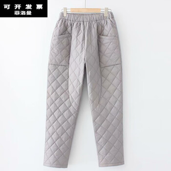 菲洛曼老太太加肥加大棉裤奶奶保暖裤子老年人女大码老人家外穿胖妈妈装 980-灰色菱形格 4XL(建议180-200斤)