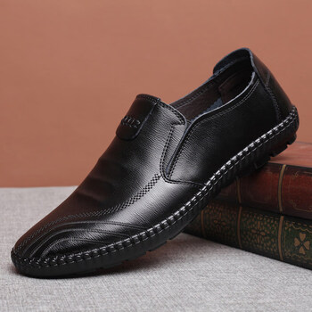 京树老北京皮鞋男大码皮鞋软皮牛筋底男鞋子手工上线开车鞋耐磨休闲鞋