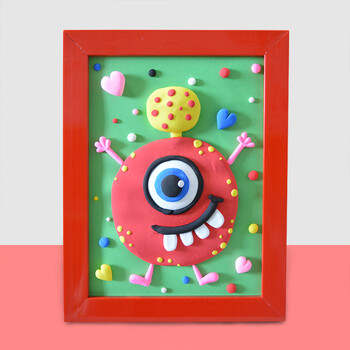 粘土画相框材料包套装儿童diy黏土幼儿园亲子活动手工彩泥橡皮泥 怪兽