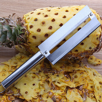 菠萝削皮器不锈钢去眼夹甘蔗刀菠萝刀挖籽去皮器水果削皮刀工具 钢刨