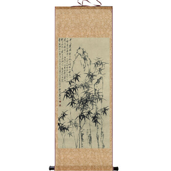郑板桥竹子国画名家字画卷轴仿古名家挂画客厅玄关办公室风水画水墨画