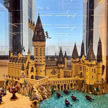 积木哈利波特建筑模型大型男孩玩具 高砖11霍格沃兹城堡 流沙海水沙