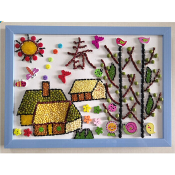 种子画材料包智益儿童手工贴画五谷杂粮画豆子贴画幼儿园手工dy种子画
