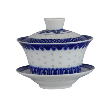 hywlkj景德镇厂货瓷器青花玲珑盖碗盖杯茶碗库存品茗杯普洱茶杯青花