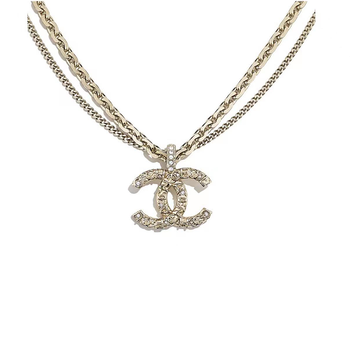 中检chanel香奈儿女项链经典双c浮雕双链项链
