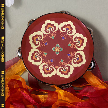 菲铭(fermin)敦煌飞天手鼓新疆维吾尔族铃鼓汉服手持拍照鼓飘带鼓唐鼓