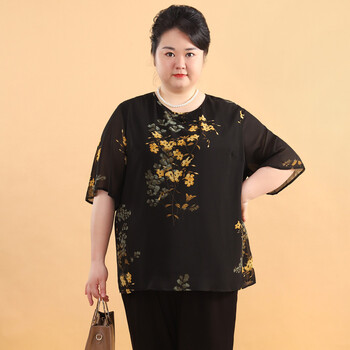 胖老太太特大码夏装胖大妈加肥加大码老人家胖妈妈加上衣短袖中老年人
