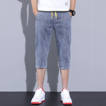 纯以纯男牛仔短裤男夏季薄款7分裤潮牌宽松直筒中裤夏天男士七分裤子