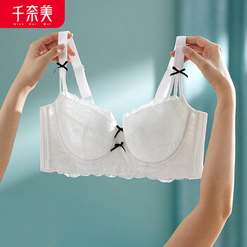 千奈美新款薄款大胸显小白色文胸上托收副乳调整型内衣女大白色90d