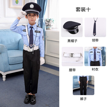 儿童警察服幼儿园学生舞蹈军训小交警小孩黑猫警长表演出服装 小警察